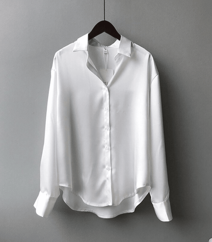 Jael - Blouse en satin de soie boutonnée