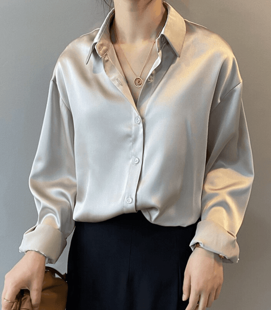 Magnolia - Blouse en Satin de Soie Boutonnée