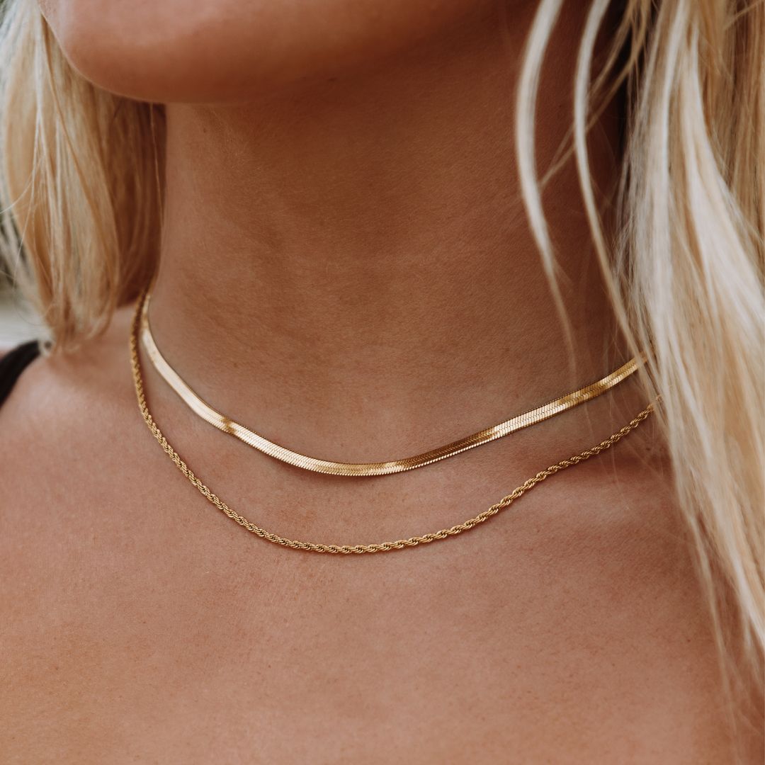 Ios – collier à double couche avec revêtement en or