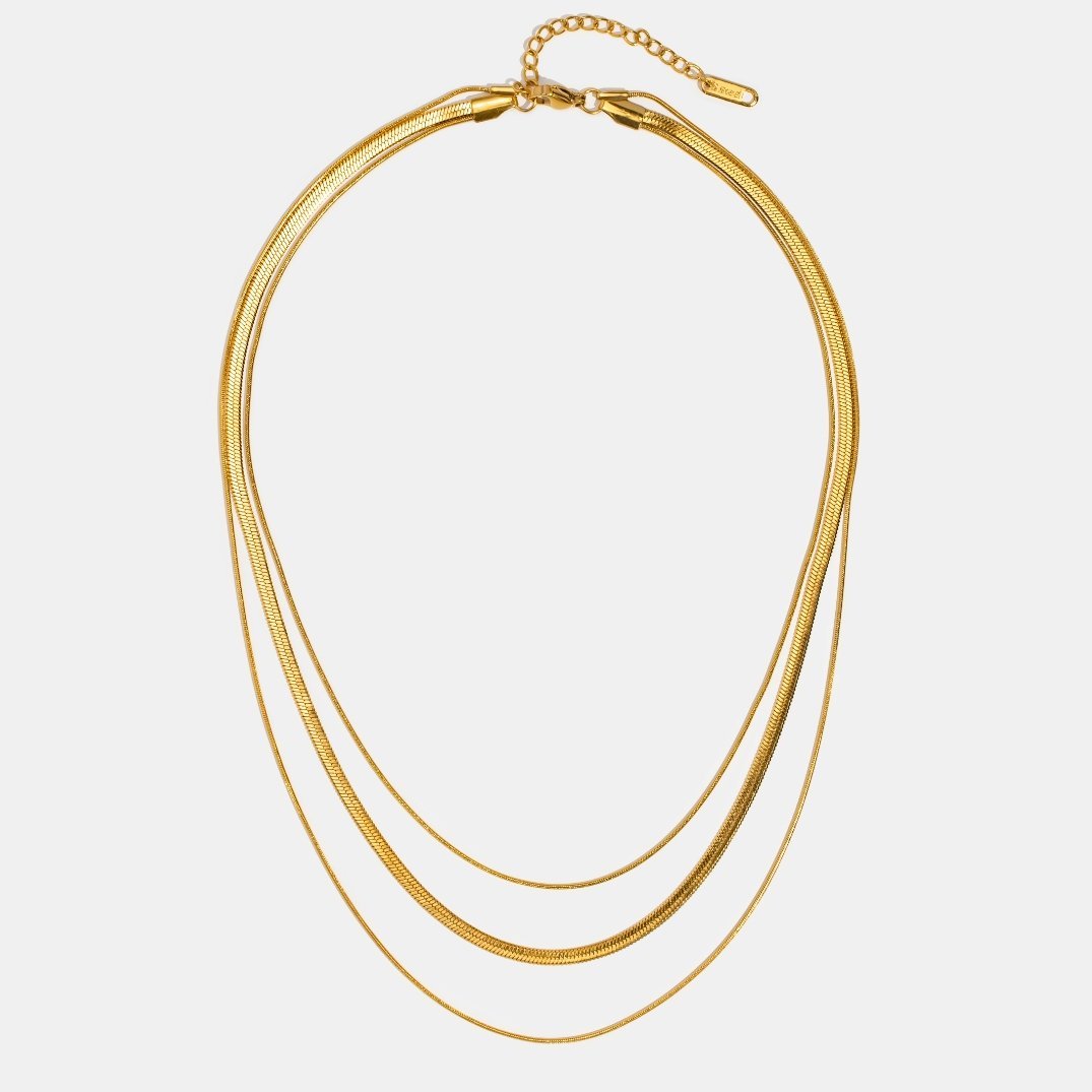 Agot – Collier de Chaîne Multicouche Dorée