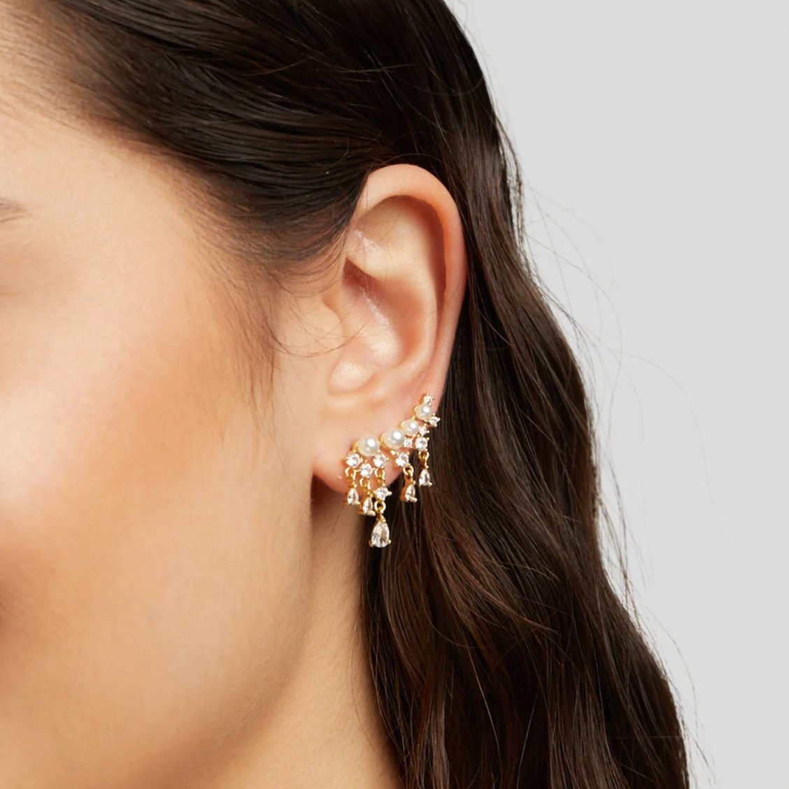 Fenia - Boucles d'oreilles en perles dorées avec franges