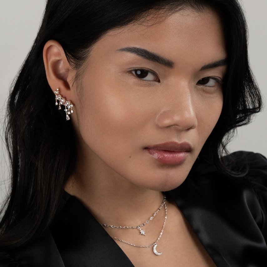 Fenia - Boucles d'oreilles en perles dorées avec franges