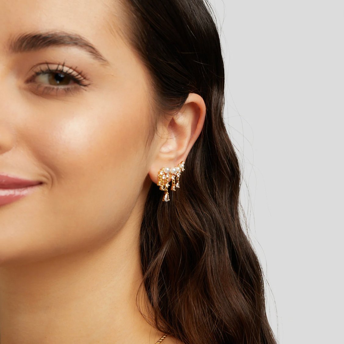 Fenia - Boucles d'oreilles en perles dorées avec franges