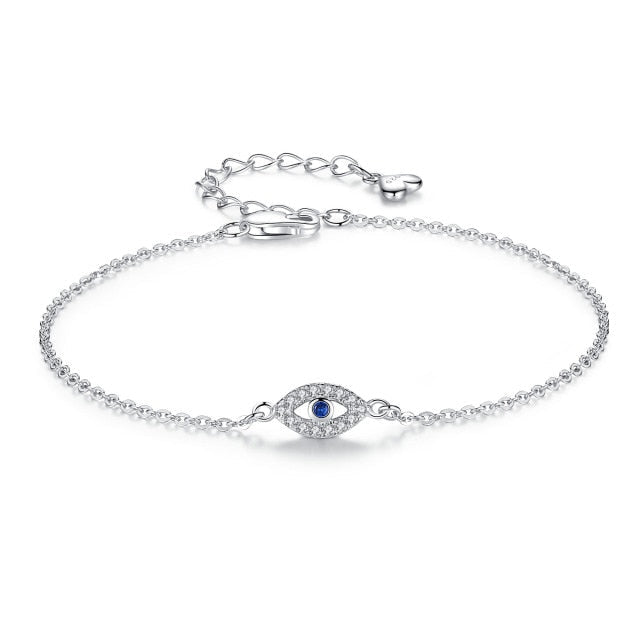 Thalassa – Bracelet argenté avec œil protecteur bleu