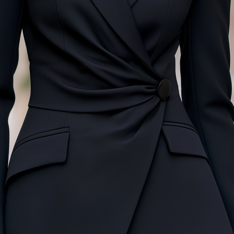 Blazer femme à manches longues fermeture croisée asymétrique coupe ajustée