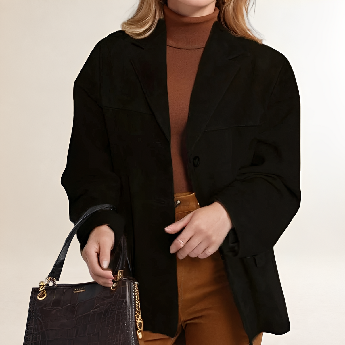 Blazer femme oversize boutonnière silhouette structurée