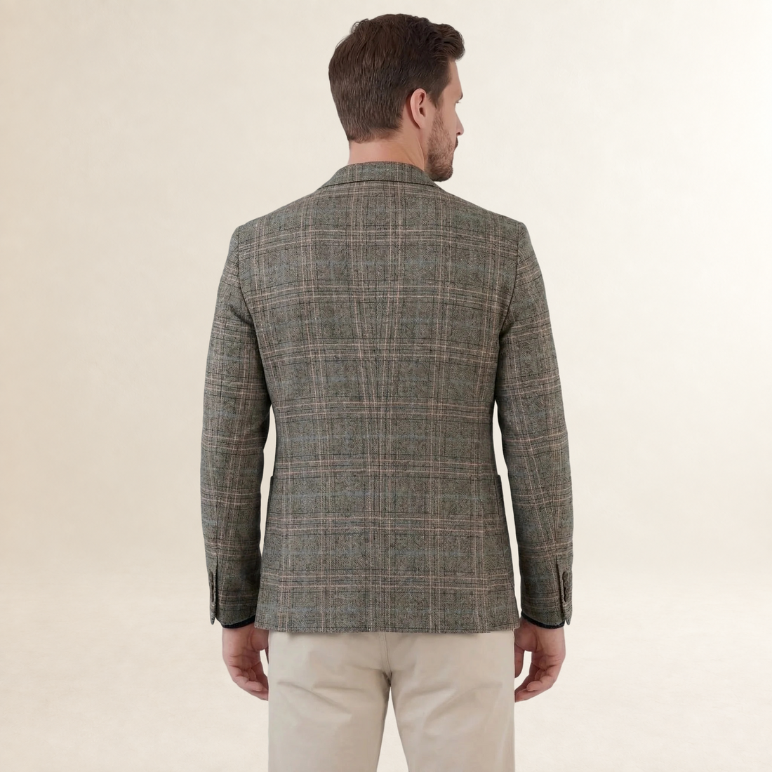 Blazer homme à carreaux avec deux boutons et poches