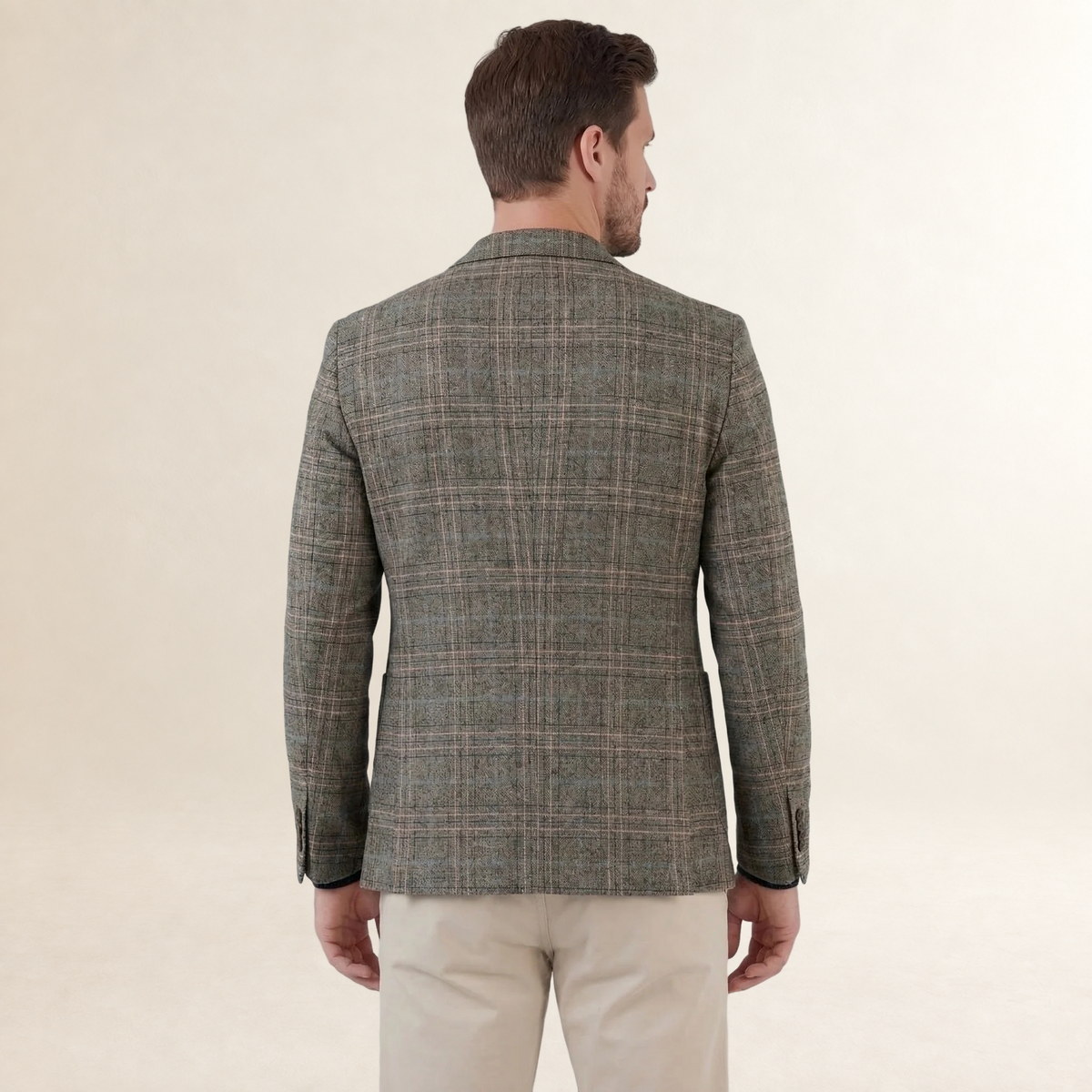 Blazer homme à carreaux avec deux boutons et poches