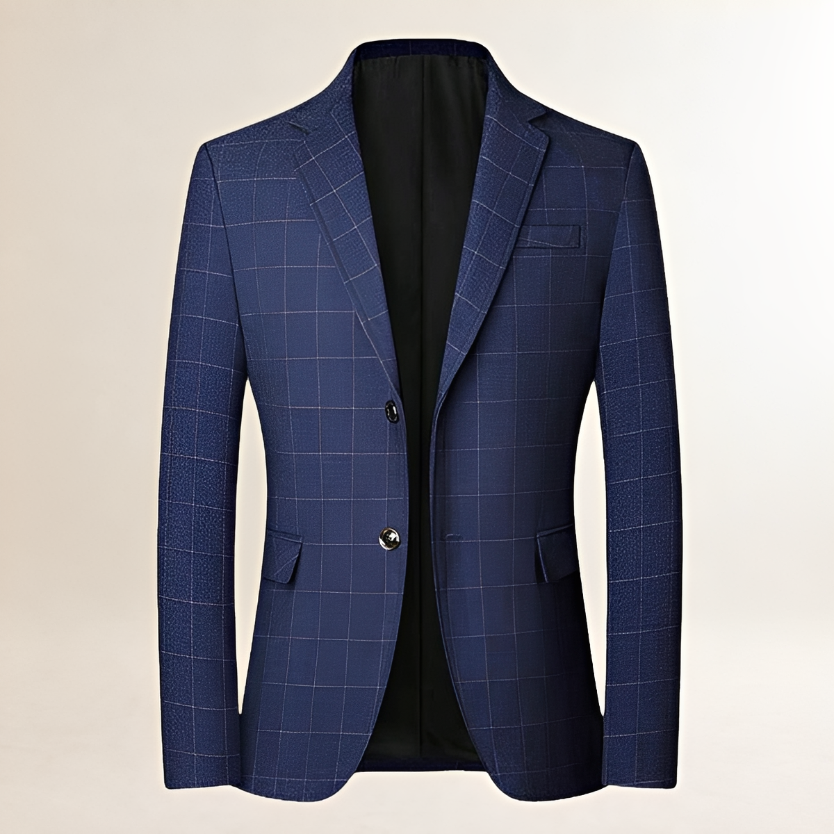 Blazer homme à carreaux à un bouton avec revers à notches et coupe ajustée