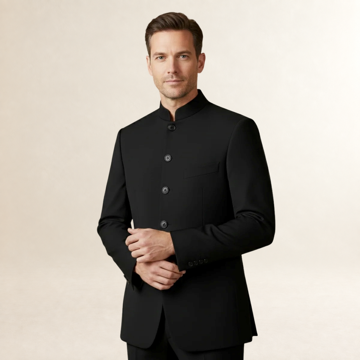 Blazer homme à col montant coupe slim - Fermeture simple et poches pratiques