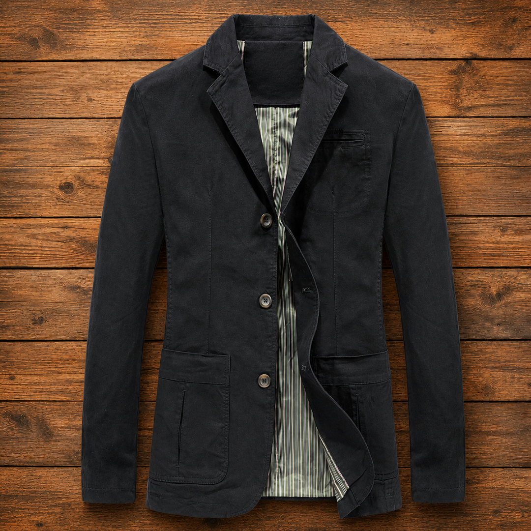Blazer homme à coupe classique à un bouton avec revers et poches frontales