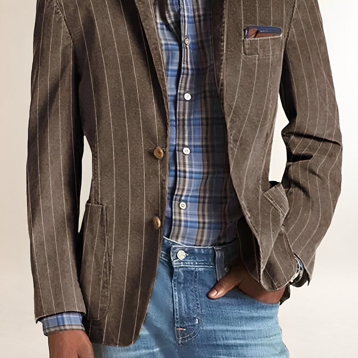 Blazer homme à revers à notches et coudières - coupe régulière