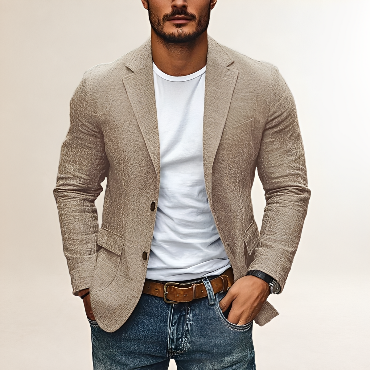 Blazer homme slim à revers à notch et fermeture deux boutons