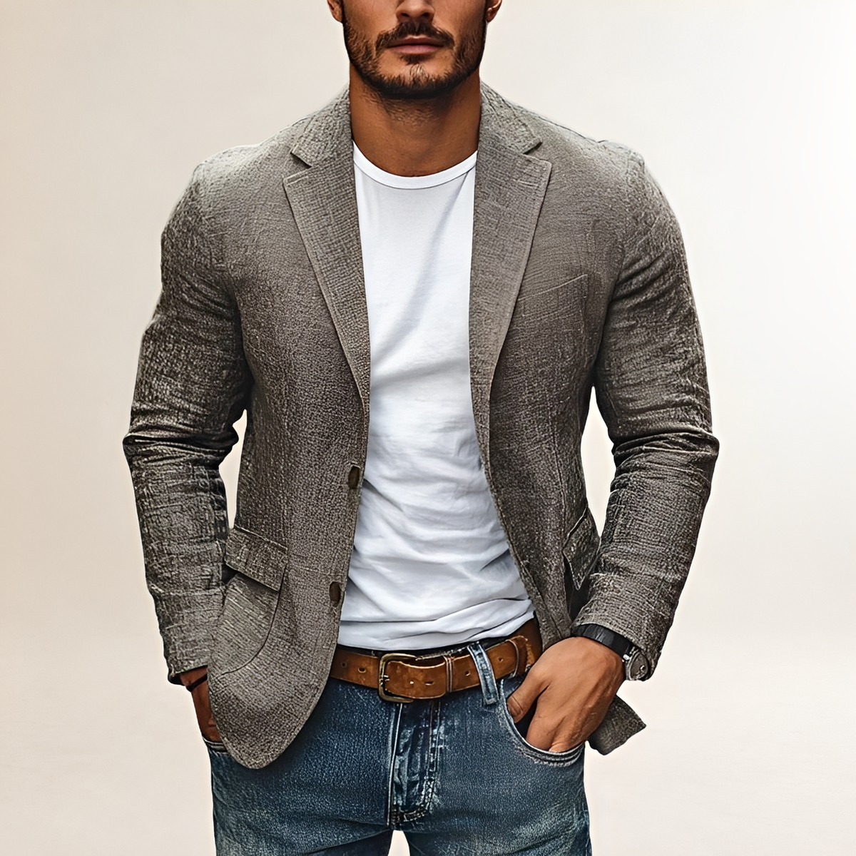 Blazer homme slim à revers à notch et fermeture deux boutons