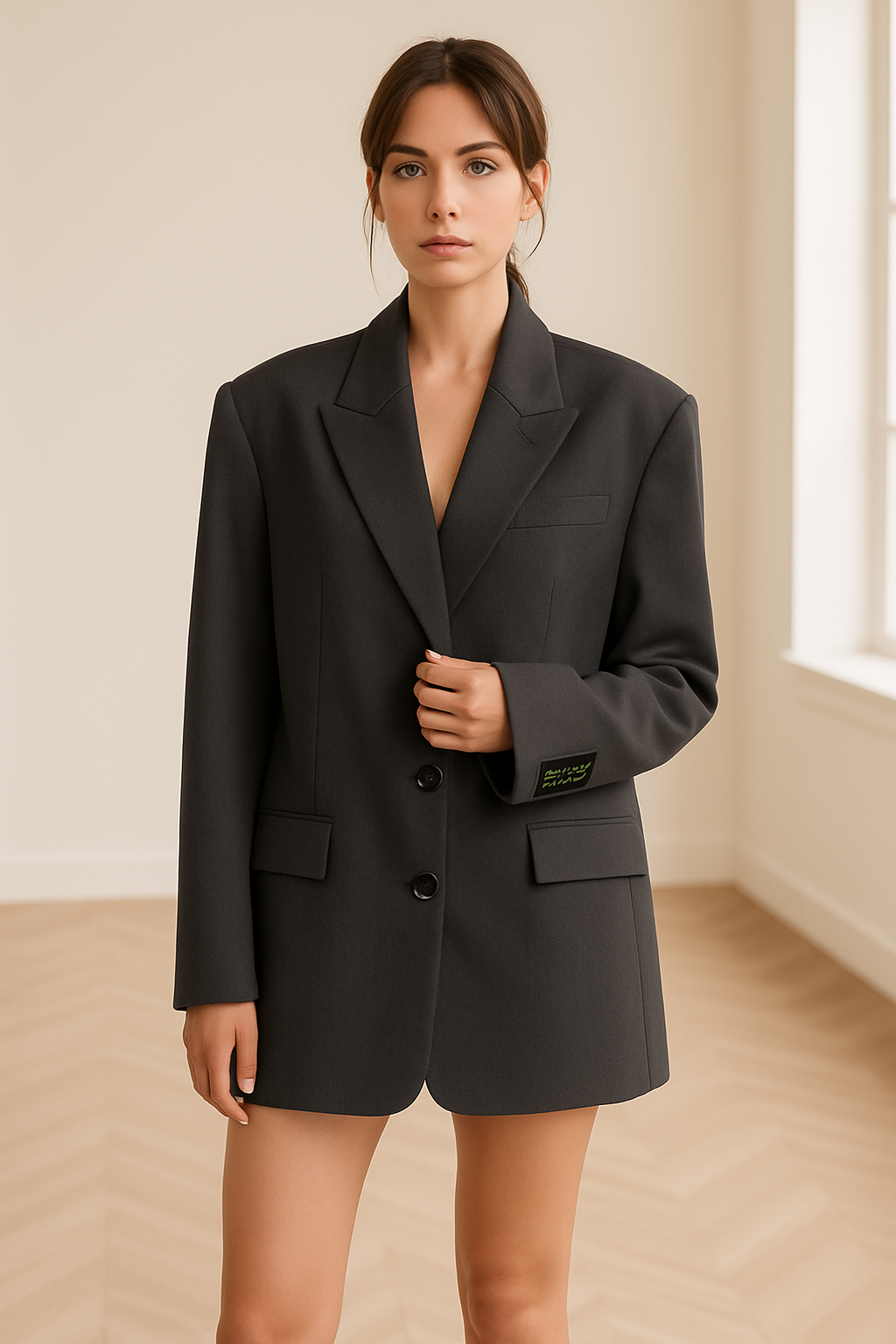 Blazer oversize pour femmes - coupe décontractée avec bouton et revers à notches