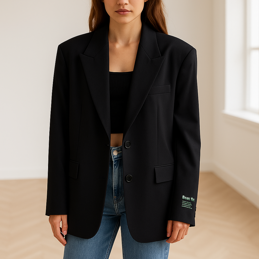 Blazer oversize pour femmes - coupe décontractée avec bouton et revers à notches