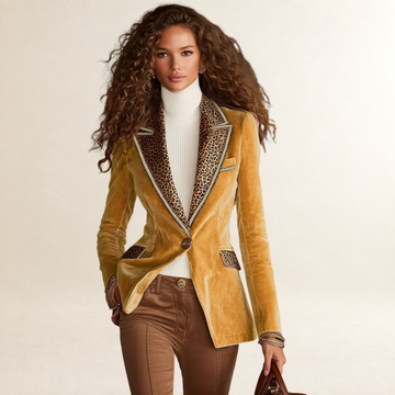 Blazer pour femmes coupe ajustée motif léopard boutons un seul