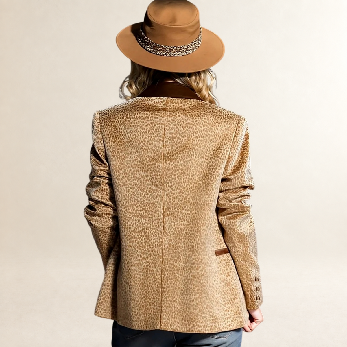 Blazer pour femmes à coupe décontractée avec motif léopard et col coloré en bloc