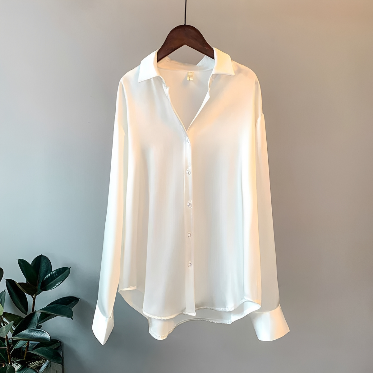 Blouse femme chemisier à boutons col classique manches longues coupe décontractée