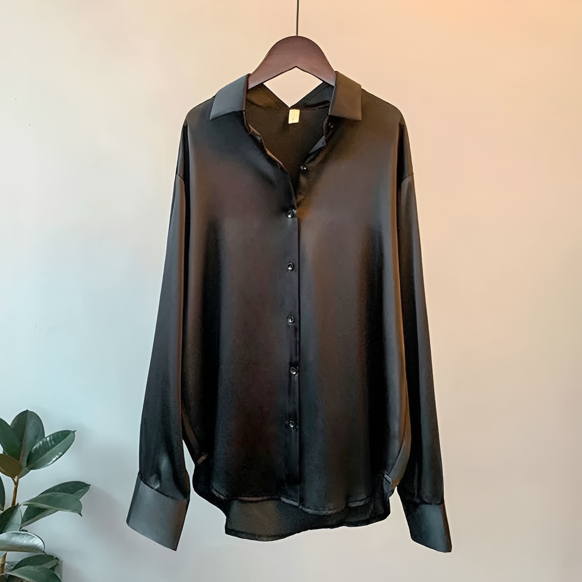 Blouse femme chemisier à boutons col classique manches longues coupe décontractée