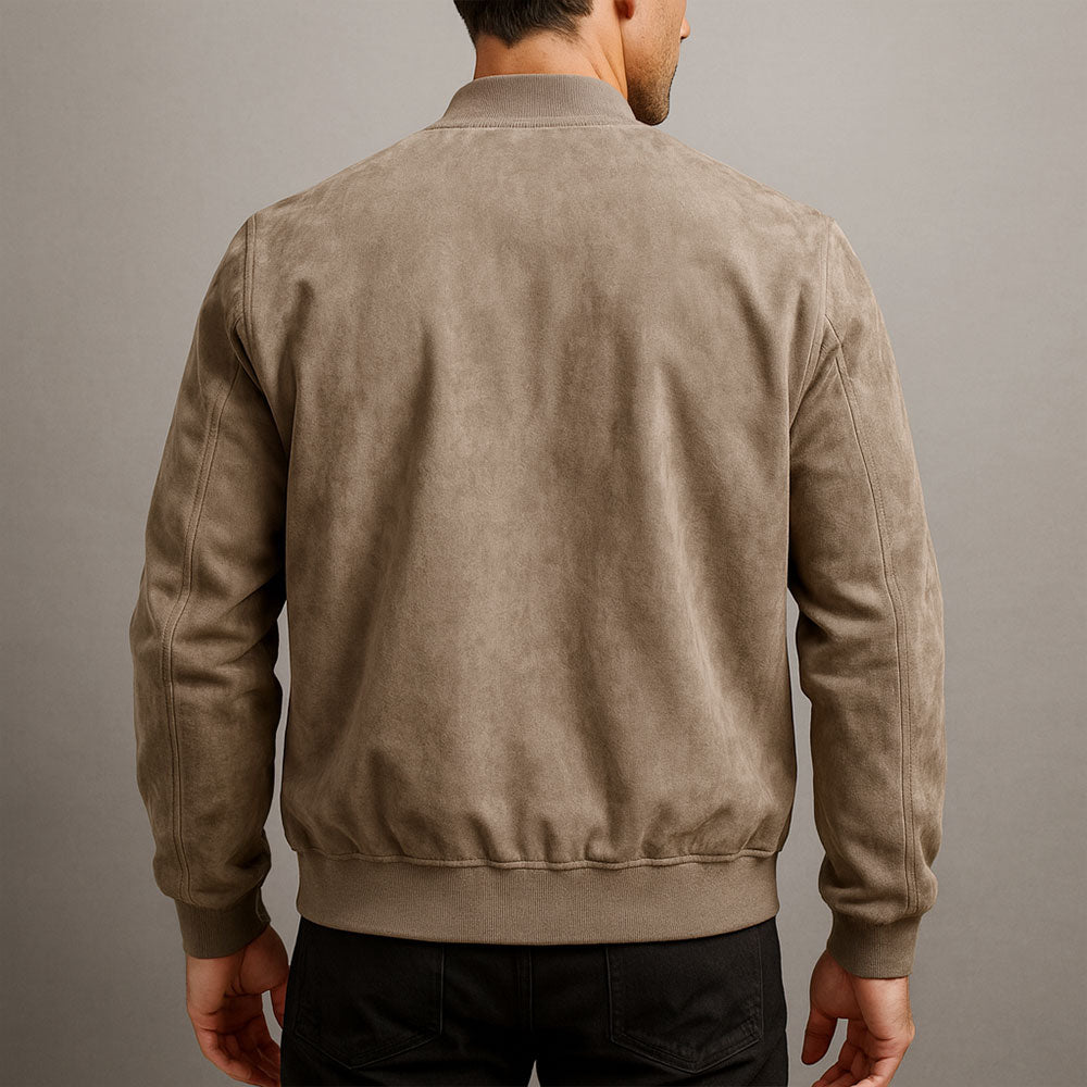 Blouson bomber homme zipé avec poignets côtelés et coupe décontractée
