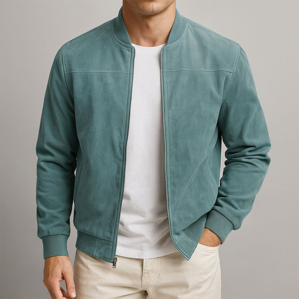Blouson bomber homme zipé avec poignets côtelés et coupe décontractée