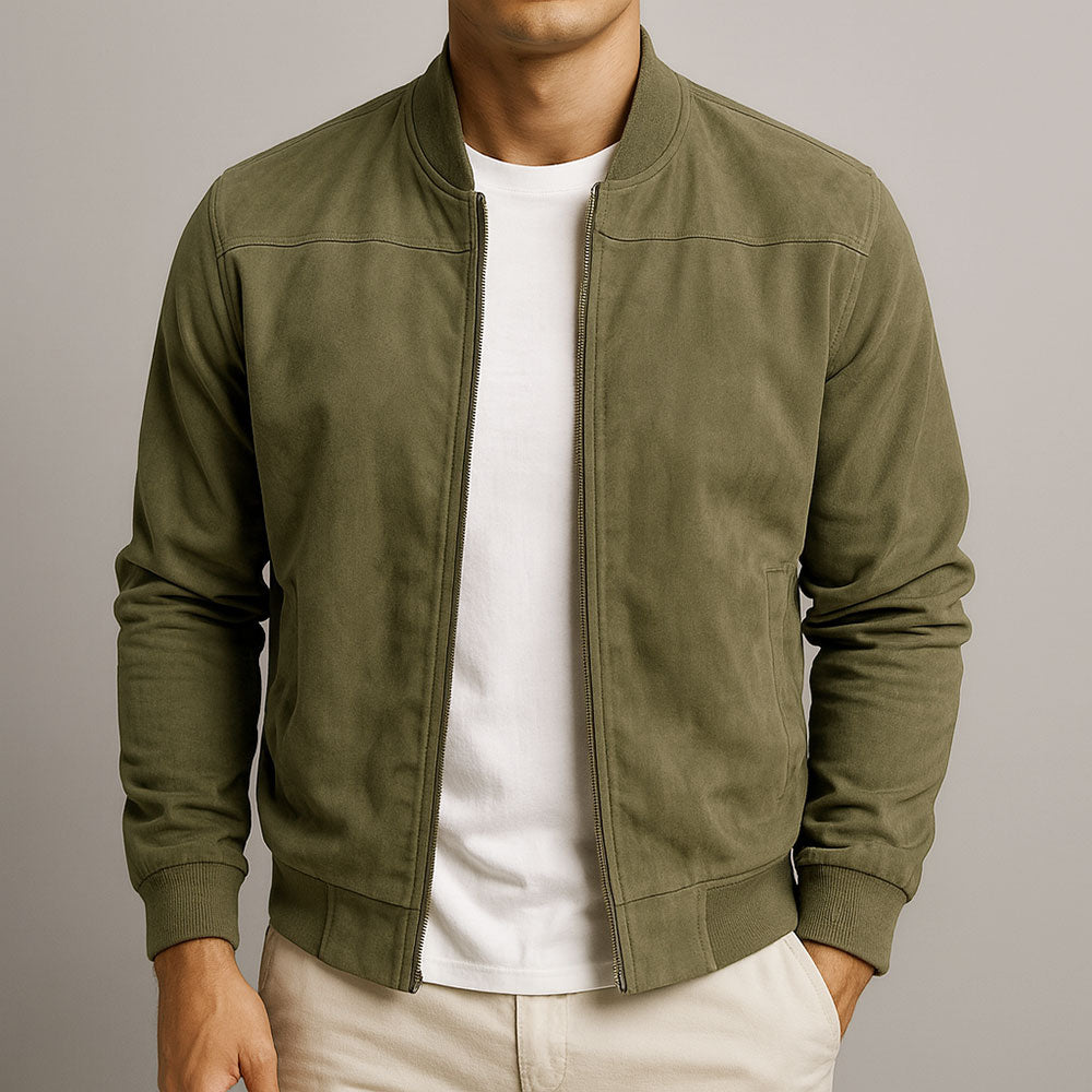Blouson bomber homme zipé avec poignets côtelés et coupe décontractée