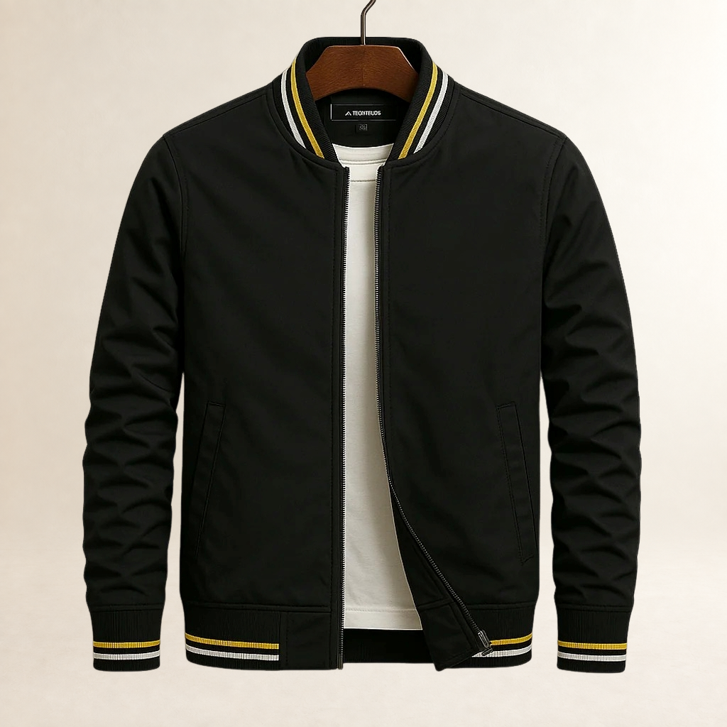 Blouson bomber pour homme avec bord côtelé, fermeture éclair complète et poches latérales