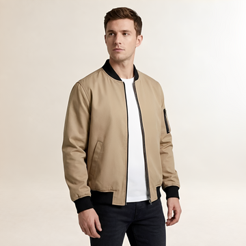 Blouson bomber pour homme coupe slim à fermeture éclair et poche de manche