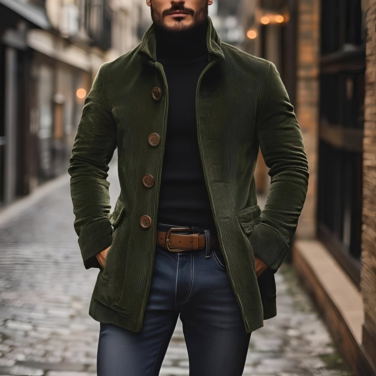 Blouson homme coupe slim col montant boutonnière
