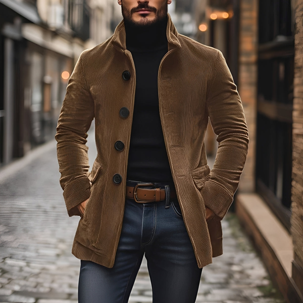 Blouson homme coupe slim col montant boutonnière