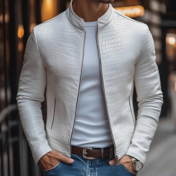 Blouson homme slim à col montant et zip - Design texturé