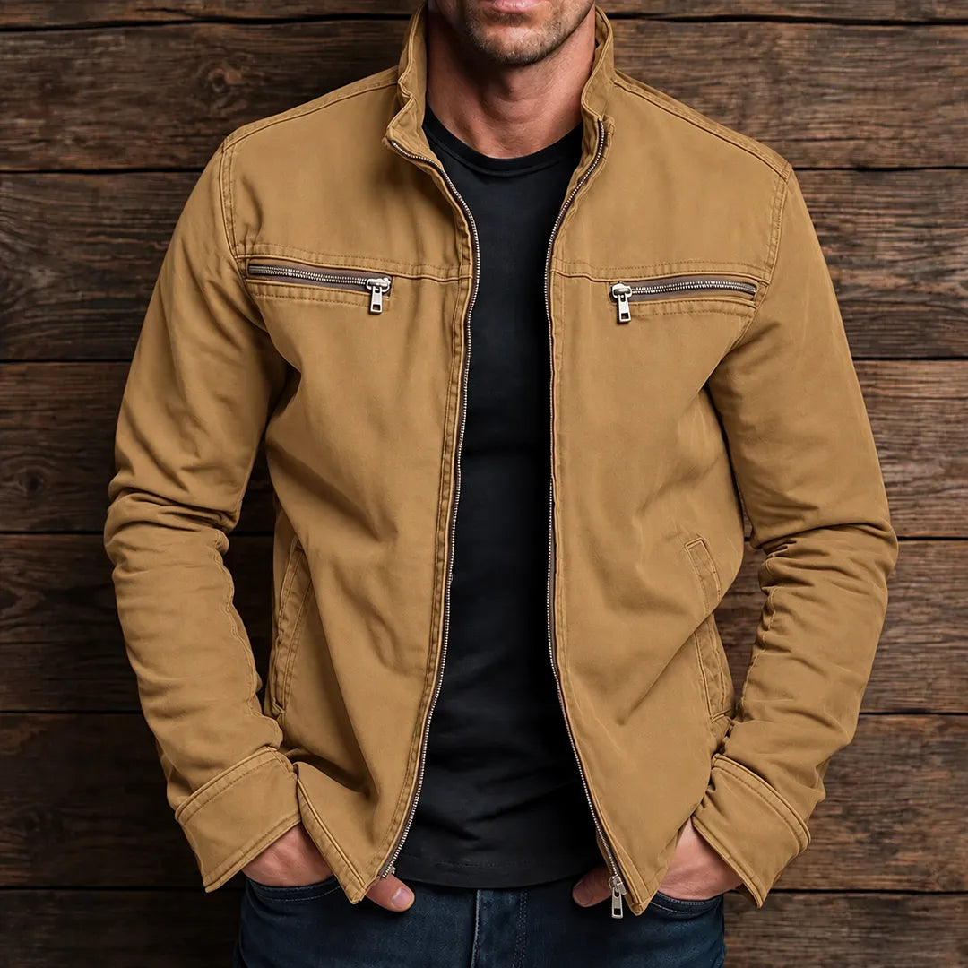 Blouson pour homme à col montant, zip, deux poches poitrine, coupe régulière
