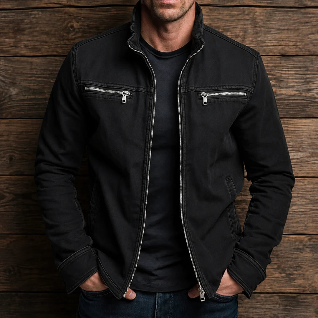 Blouson pour homme à col montant, zip, deux poches poitrine, coupe régulière