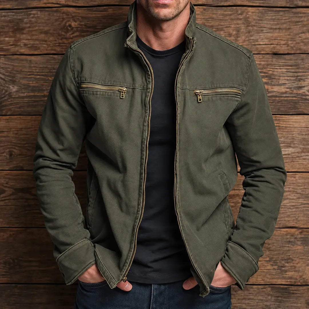 Blouson pour homme à col montant, zip, deux poches poitrine, coupe régulière
