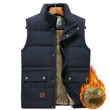 Bodywarmer homme sans manches doublé à col haut et poches