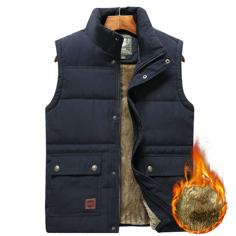 Bodywarmer homme sans manches doublé à col haut et poches