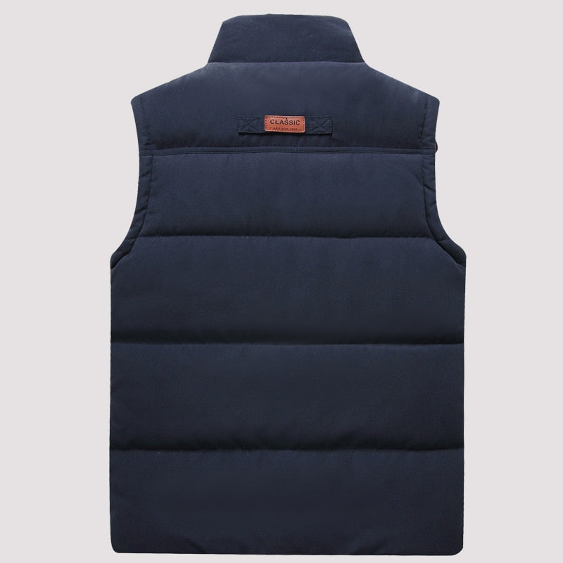 Bodywarmer homme sans manches doublé à col haut et poches