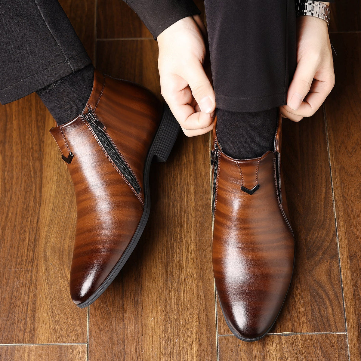 Bottines Chelsea homme fermeture éclair détail décoratif