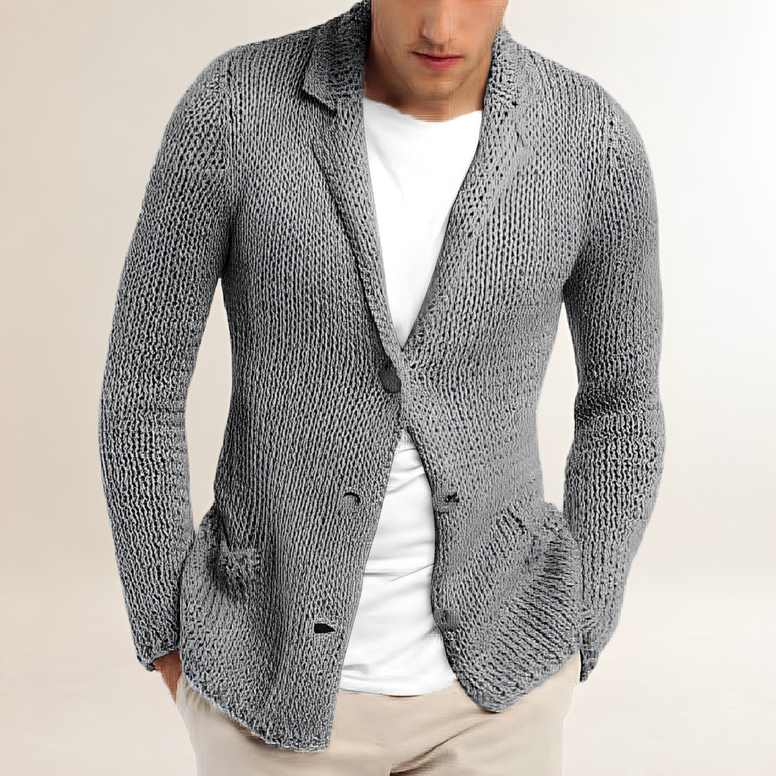 Cardigan blazer homme col à revers poches plaquées coupe régulière