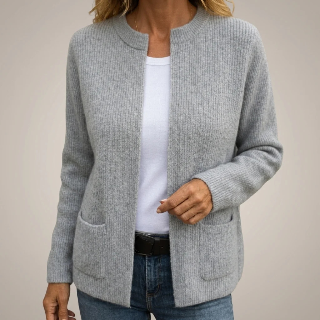 Cardigan femme Open-front longiligne à poches plaquées hip - coupe décontractée