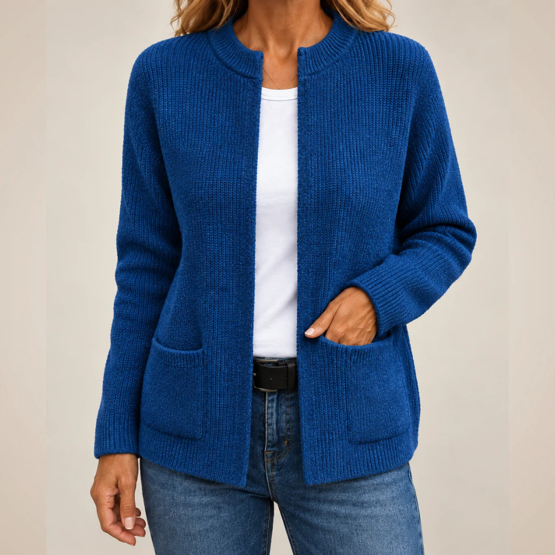Cardigan femme Open-front longiligne à poches plaquées hip - coupe décontractée