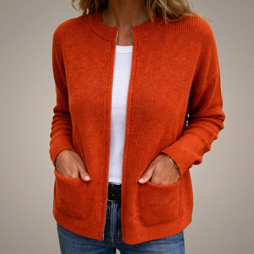 Cardigan femme Open-front longiligne à poches plaquées hip - coupe décontractée
