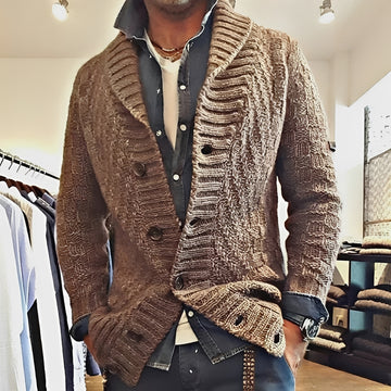 Cardigan homme à col châle et fermeture boutonnée - Coupe décontractée