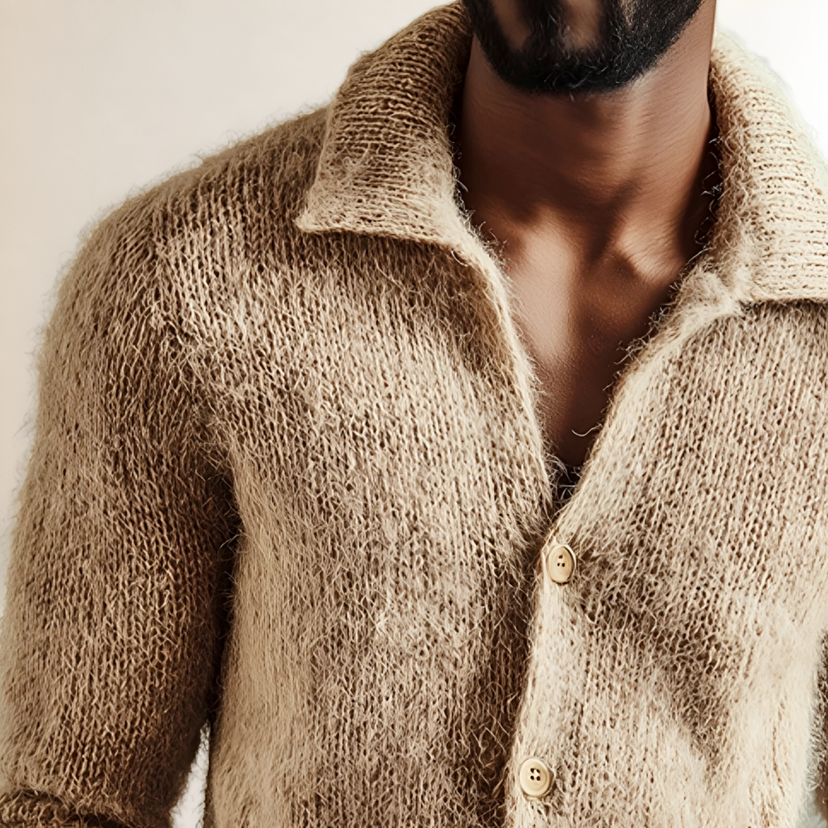 Cardigan homme à col revers avec boutons coupe classique