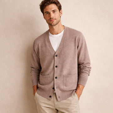 Cardigan homme à col V boutons poches avant coupe décontractée