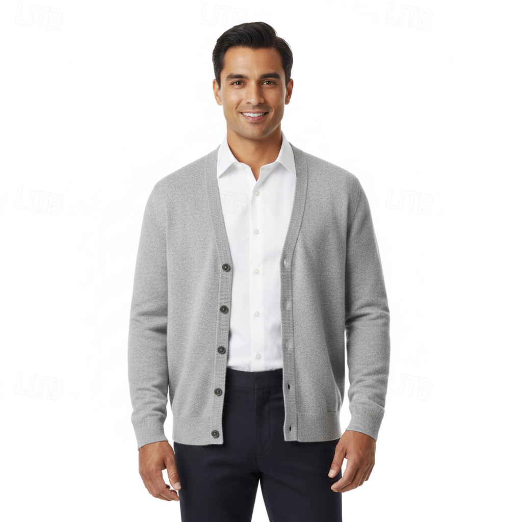 Cardigan homme à V-neck fermeture bouton coupe classique