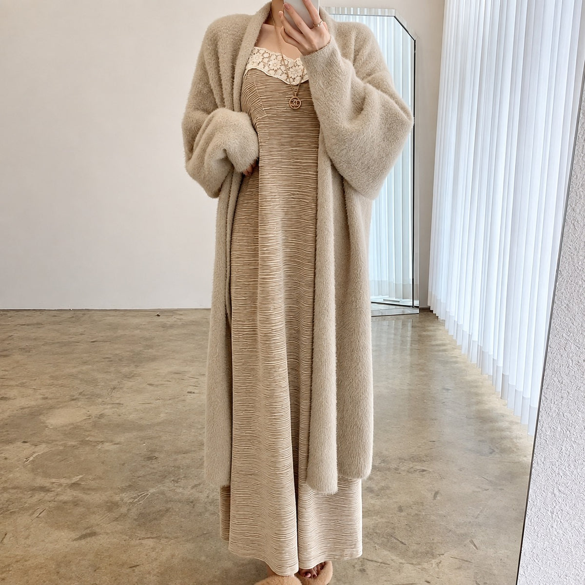 Cardigan long femme à coupe oversize et ouverture frontale - style décontracté, longueur longue