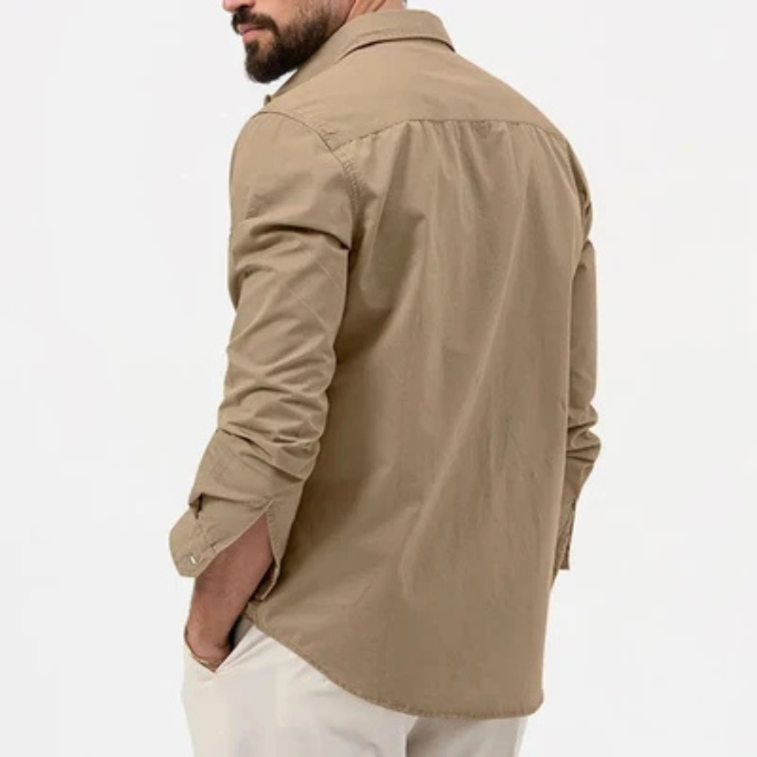 Chemise homme à boutonnière - finitions anti-ridules et poches plaquées
