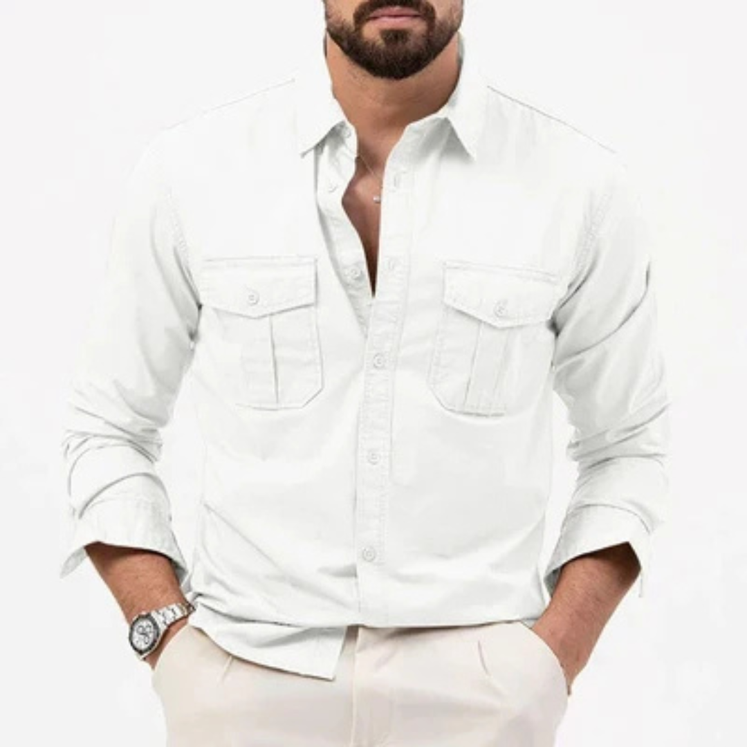 Chemise homme à boutonnière - finitions anti-ridules et poches plaquées